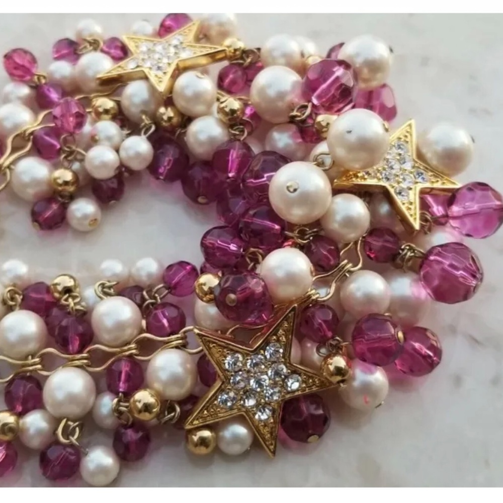 Kate Spade PURPLE STONES PEARL CLUSTER BRACELET STARS